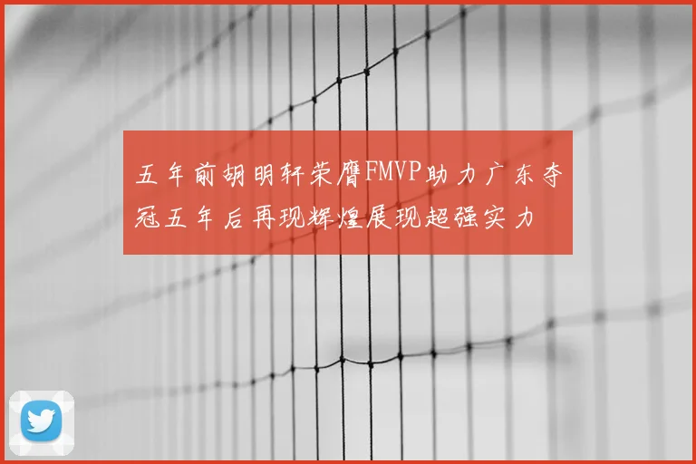 五年前胡明轩荣膺FMVP助力广东夺冠五年后再现辉煌展现超强实力